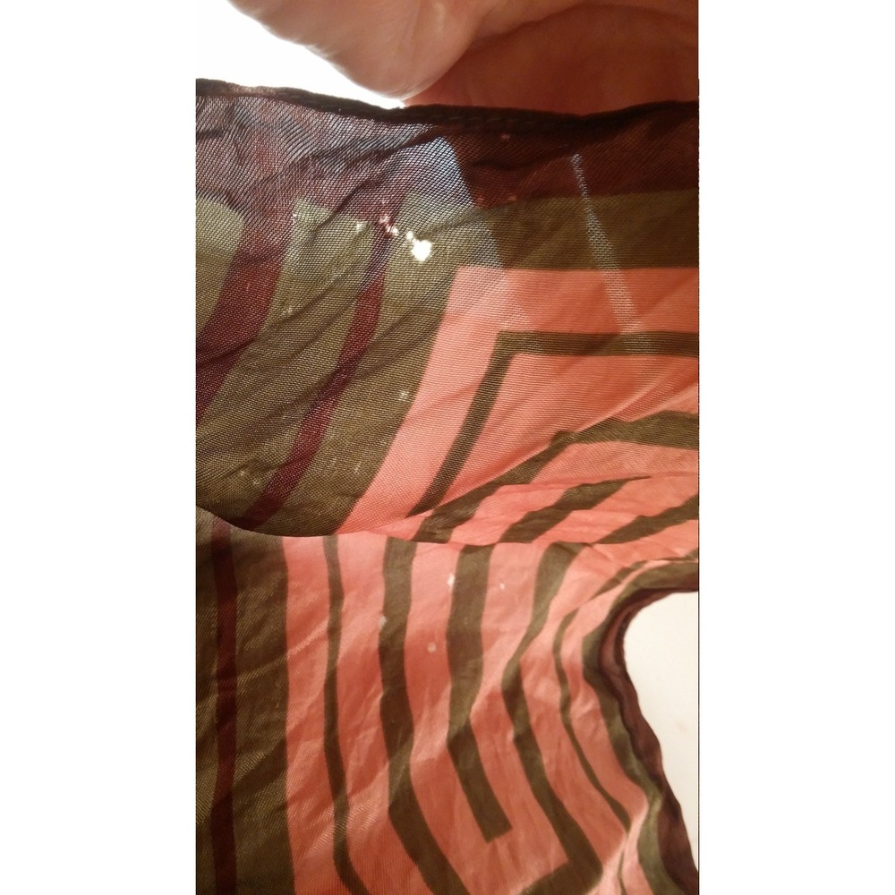 Vintage scarf, large square abstract striped 1980s pink, olive and brown